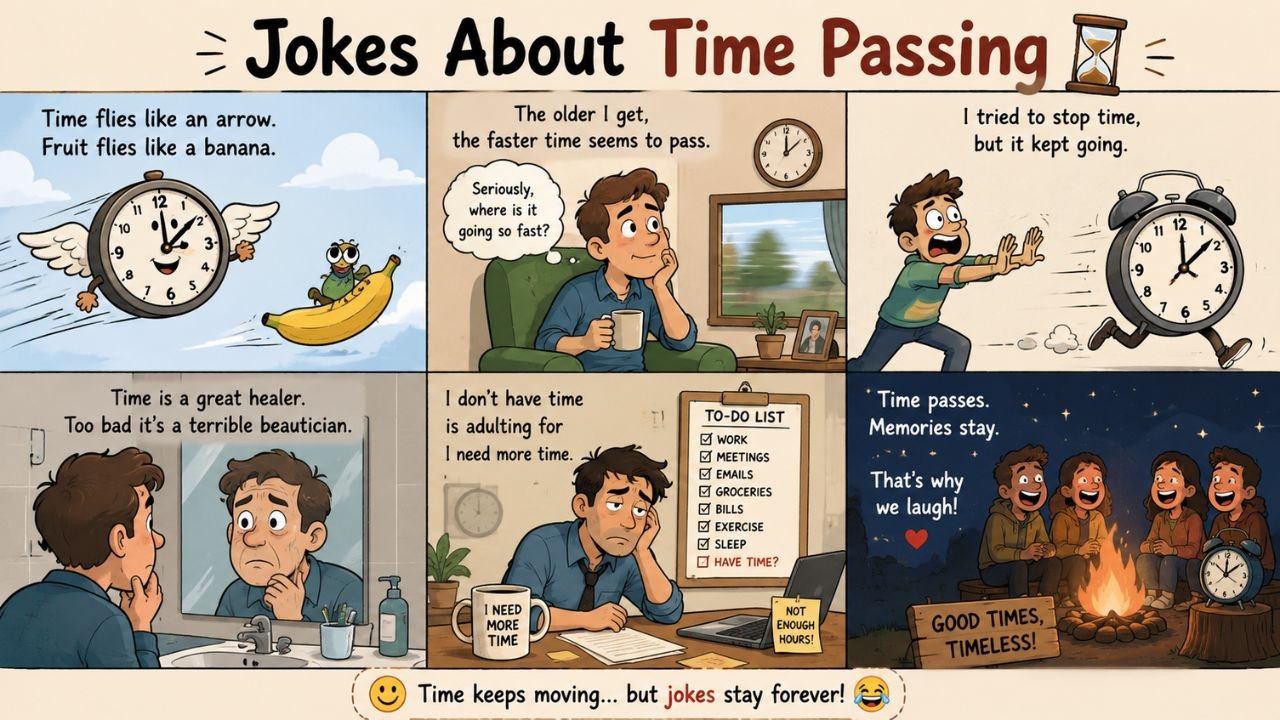 Jokes About Time Passing: Funny Short Lines, One-Liners & Relatable Humor