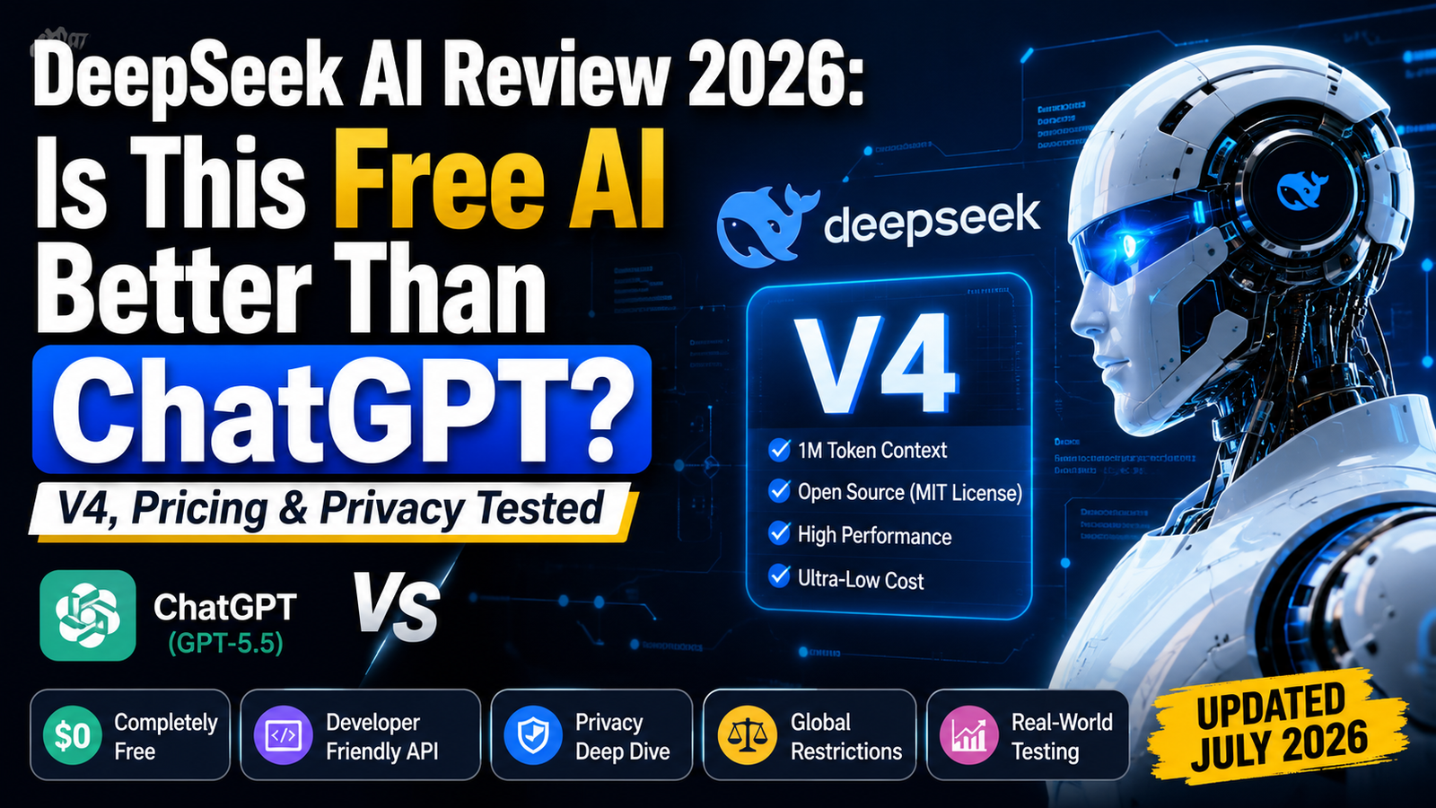 DeepSeek AI Review 2026: Is This Free AI Better Than ChatGPT? V4, Pricing & Privacy Tested