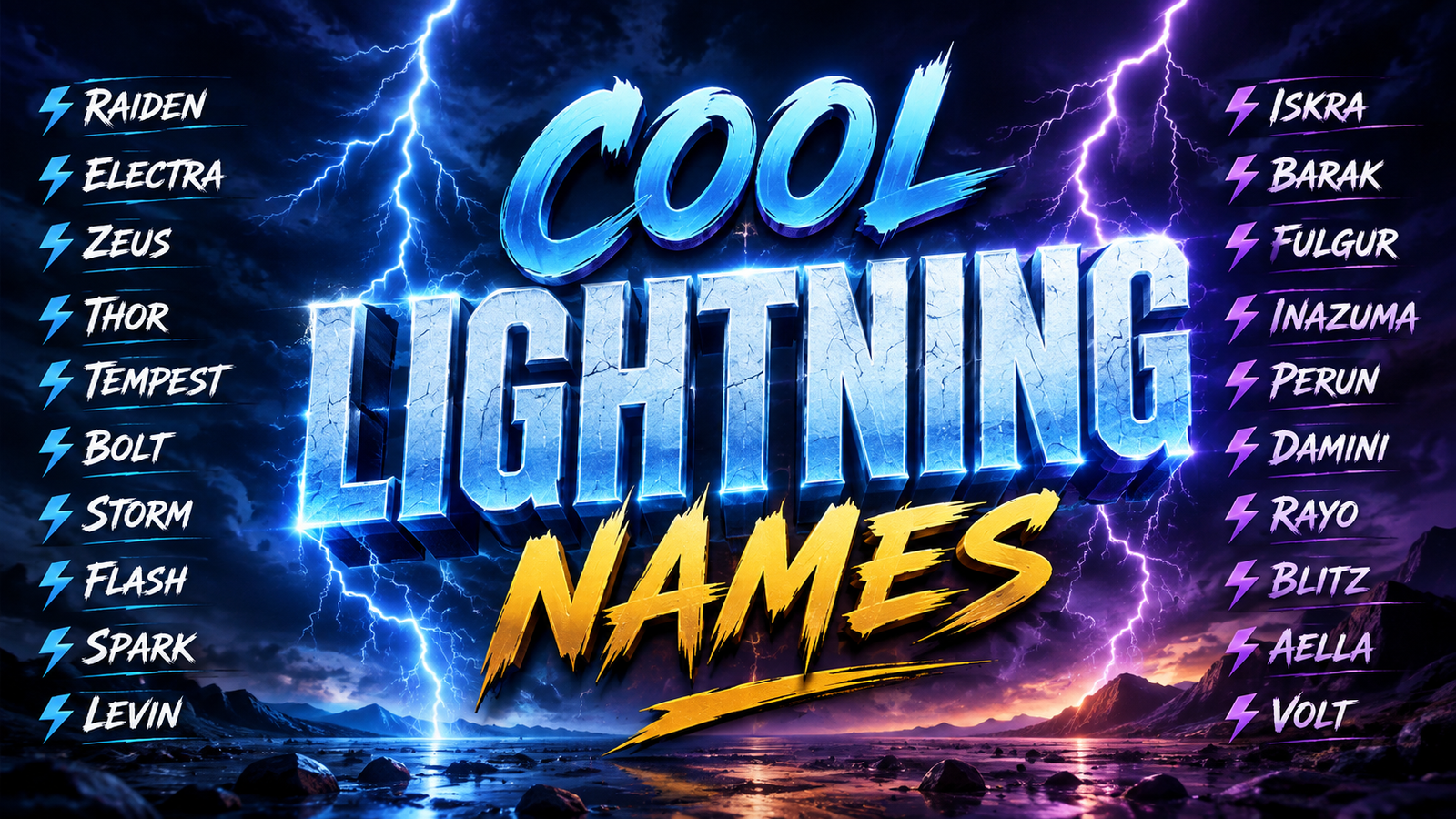 50+ Cool Lightning Names: Powerful, Mythological & Unique Ideas